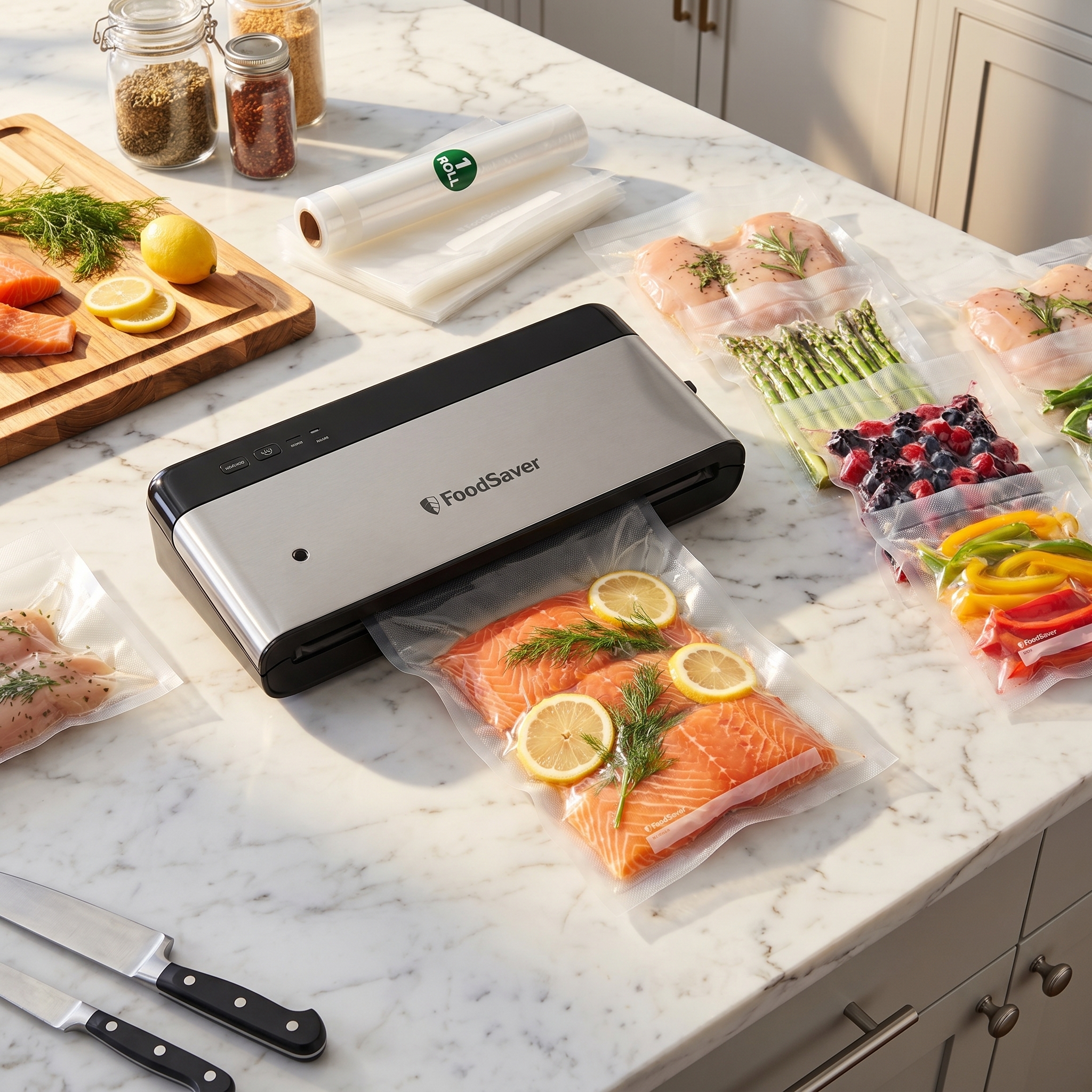 Vacuum sealer preserving fresh food
